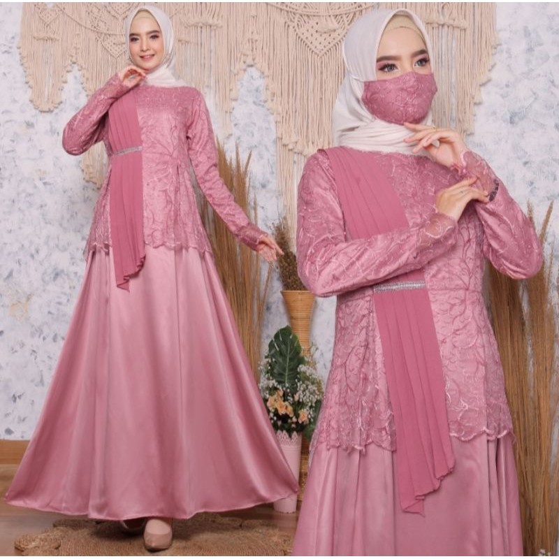 Gamis Aurora Selendang/Gamis Selendang/Gamis Kebaya Tulle/Gamis Kebaya Brukat/Gamis Pesta Terbaru