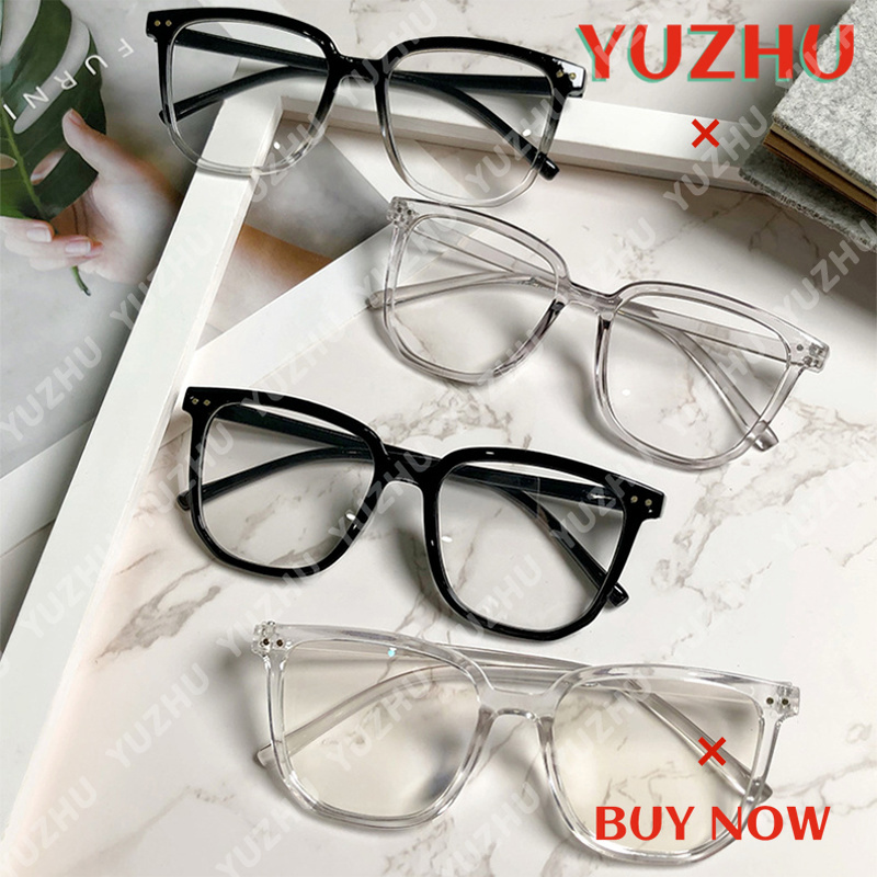 (YUZHU) COD Korea Fashion Style Oversized Square Clear Frame Kacamata Untuk Wanita Kacamata Anti Radiasi Wanita