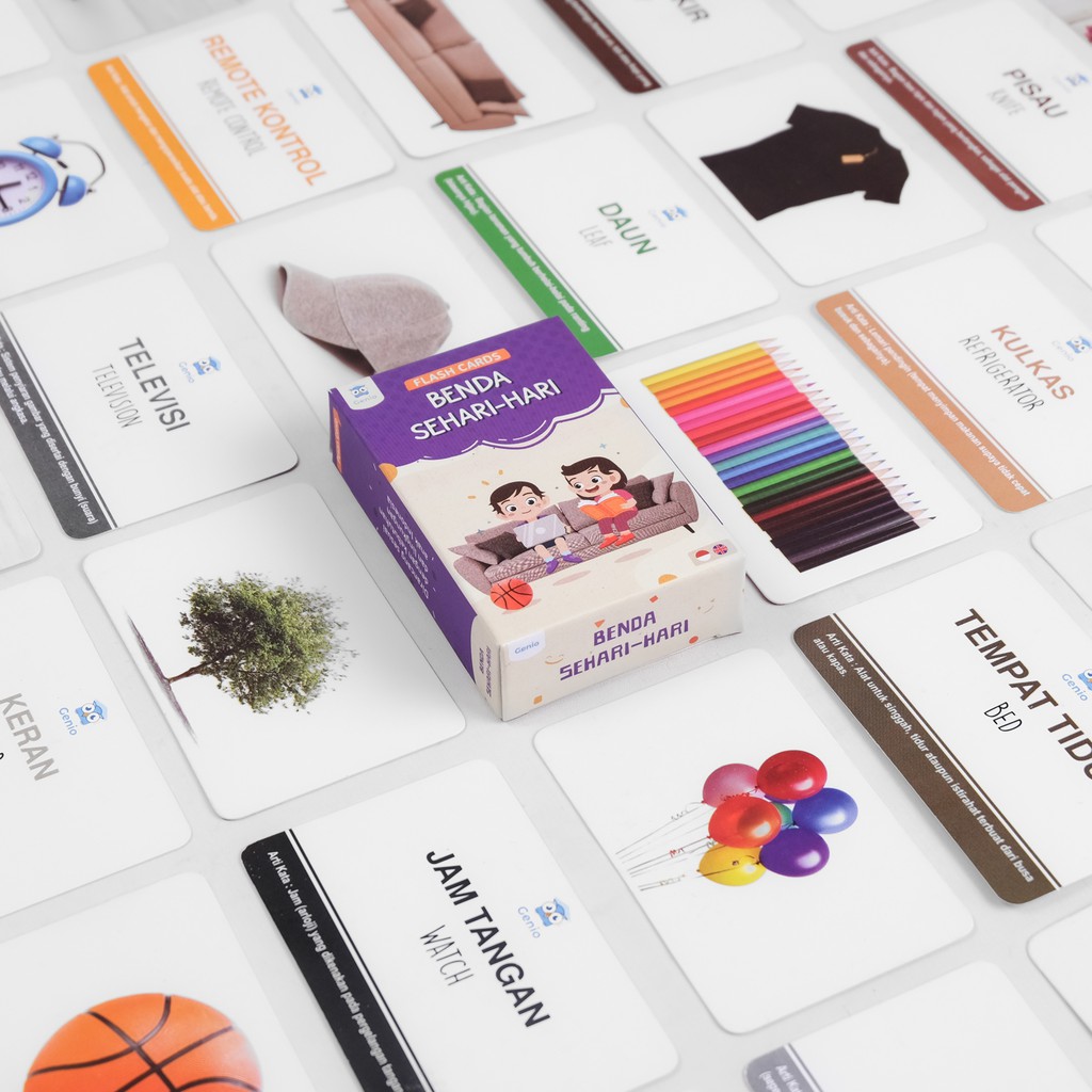 FlashCard / Flash Card Edukasi Anak Mainan Edukasi Anak Kartu Pintar Balita 1-6 Tahun PAUD TK SD MUSLIM ISLAM ISLAMI HIJAIYAH ANGKA ALFABET BENDA SEHARI HARI HEWAN KENDARAAN ABJAD ANGKA ARAB WARNA BENTUK EXPRESI TUBUH KELUARGA ANATOMI INDONESIA INGGRIS-BENDA SEHARI-HARI