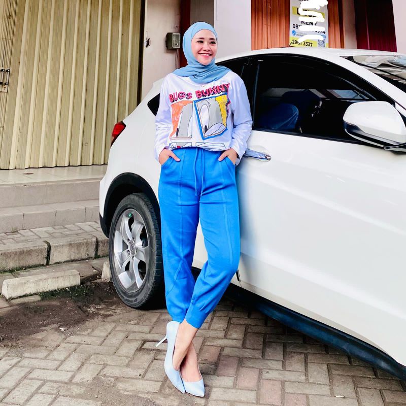 BJ Celana Jogger Rajut Import Premium Jumbo Stalia Wanita Pinggang Karet Joger Pants