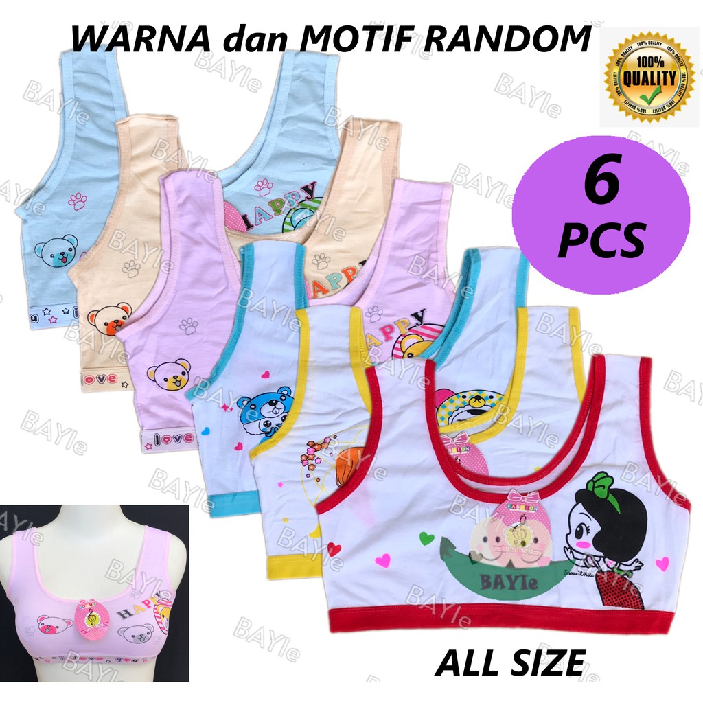 BAYIe - 6 PCS MINISET Anak SD SMP Remaja ABG Gadis Motif RANDOM DO RE MI / Pakaian Dalam Perempuan / Bra Mini Remaja