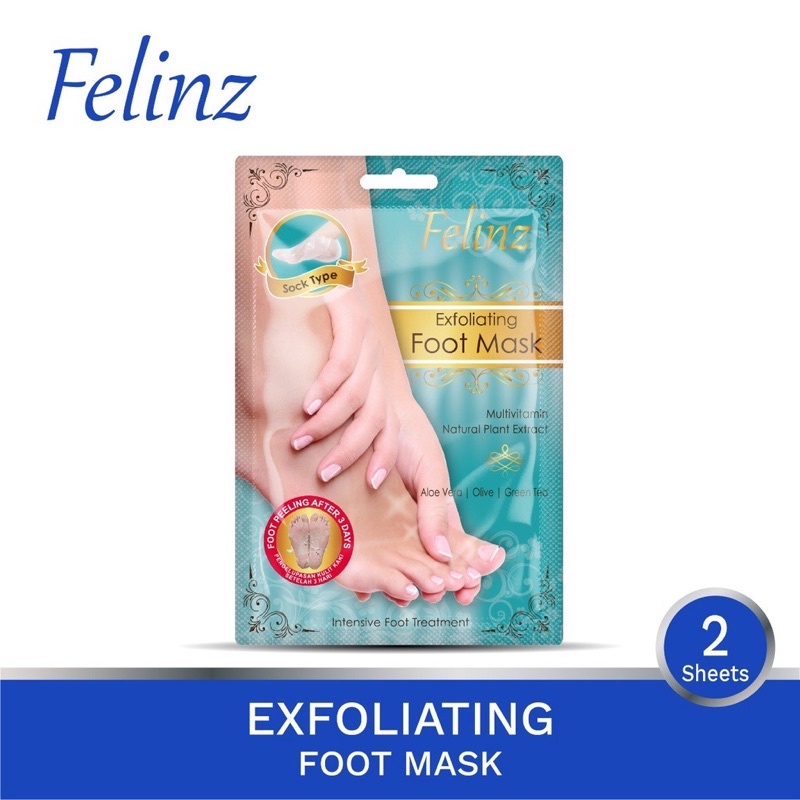 Jual FELINZ FOOT MASK MASKER KAKI EKSFOLIASI EXFOLIATING 2 SHEETS SACHET Shopee Indonesia