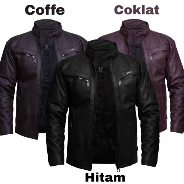 Jaket Motor Kulit Bankers Oskar Karlit Cowok Pria Terbaru