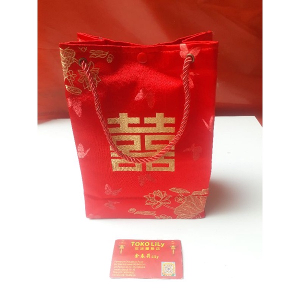 Goodie Bag Satin Shuang Xi Sangjit Sanjit Lamaran Wedding Pernikahan