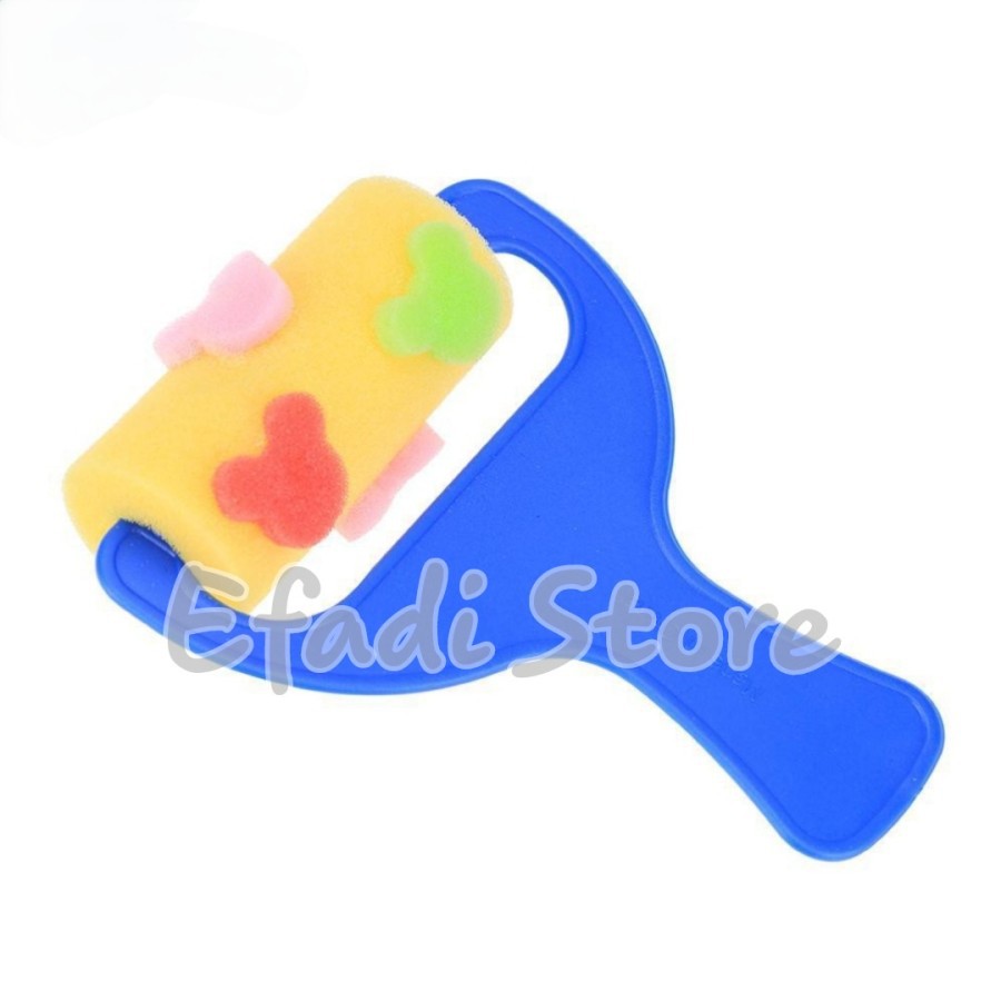 Kid Paint Sponge Roller untuk Lukis Motif Gagang Plastik