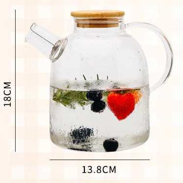 Teko Es jeruk dgn saringan es 1,5 liter bisa untuk masak air panas Pitcher Teh Chinese Glass 1.5L ceret ketel kirstal kaca crystal Ketel Dingin Kapasitas Besar Transparan Thickened Transparent Large-capacity Cold Kettle with Bamboo Lid Kettle Juice Kettle