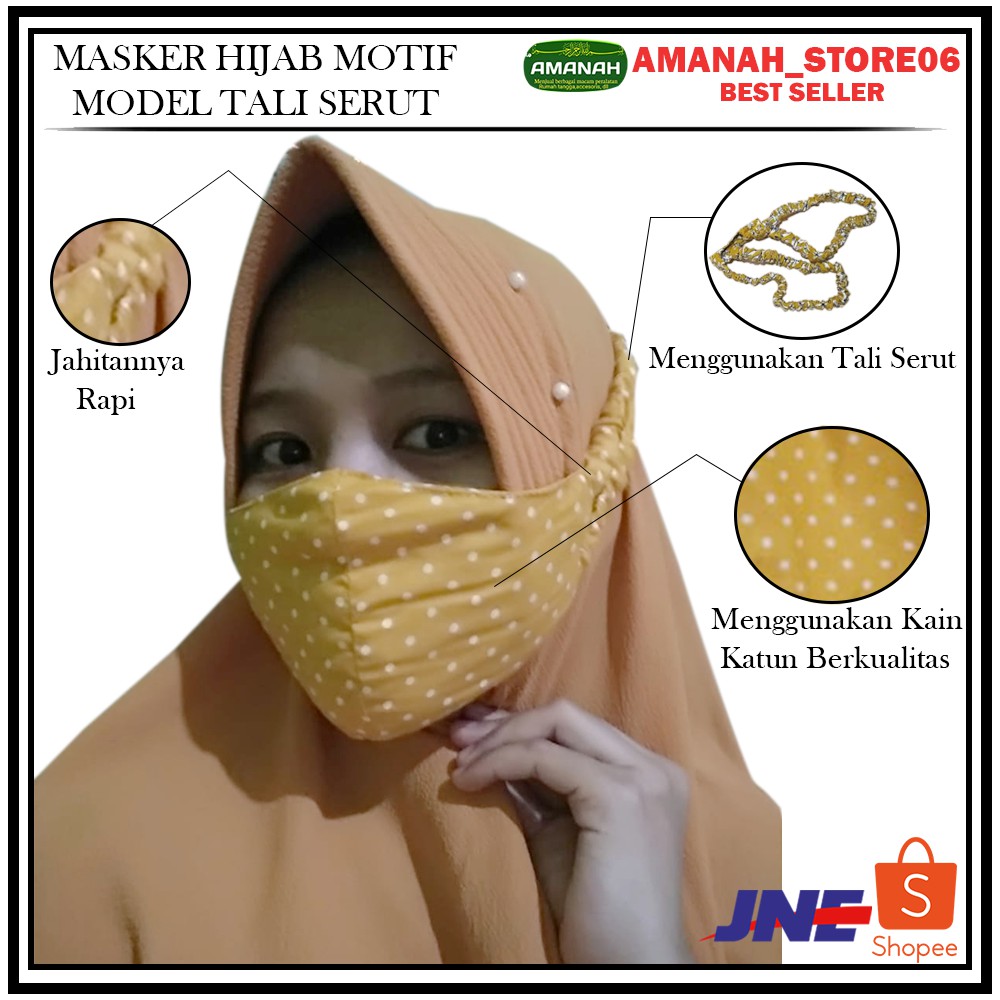 Masker Hijab Tali Serut Masker Kain Katun 2 Lapis Masker Motif Hijab Masker Batik Masker Serut Murah Shopee Indonesia