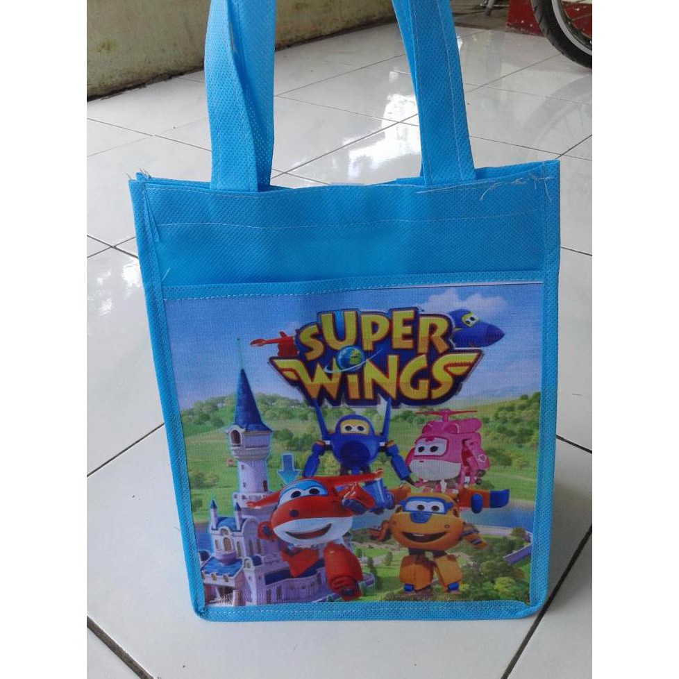 

Souvenir Tas Ultah Tempat Jajan Snack Kado Sovenir Ulang Tahun Printing Full Color Kartun Super Wing