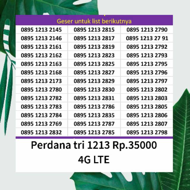 Kartu perdana regular Tri  4g lte