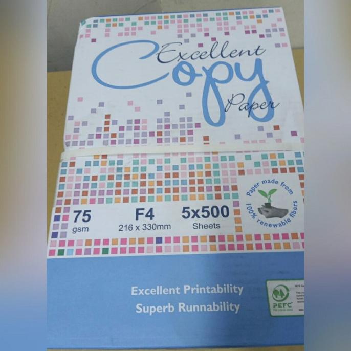 

Kertas HVS 75 gram F4 excellent 1 DUS (2500 lembar) KERTAS FOLIO