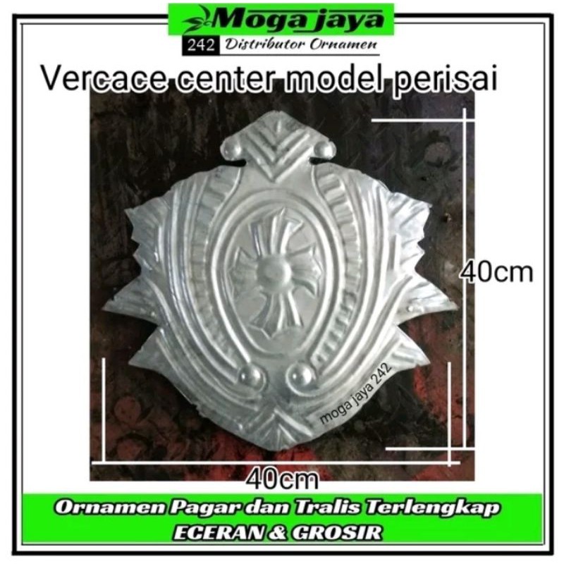 ornamen pintu pagar besi plat tempa model perisai