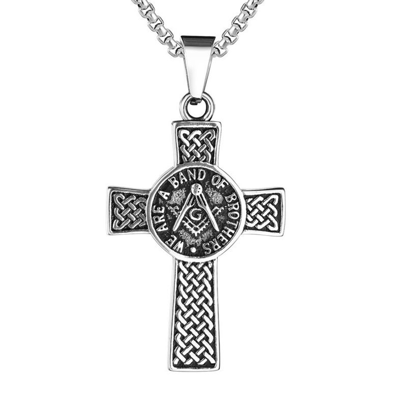 New men's fashion Masonic Cross Pendant Necklace punk jewelry