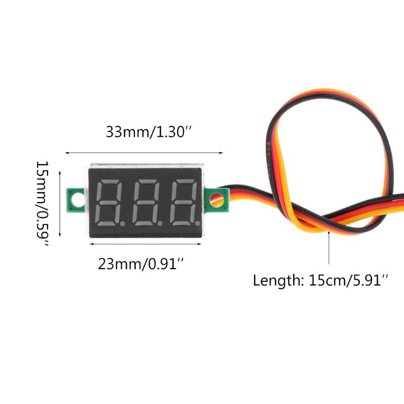 Btsg LED Voltage Display Voltmeter Gauge Tester 3kabel 0.36 &quot;Untuk Dc0~100V Untuk Motorc