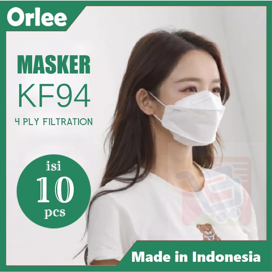 Masker Kf94 KF 94 4Ply 4 ply Putih White Earloop Cantol Kuping Emboss Orlee evo 3D Kemenkes isi 10 pcs