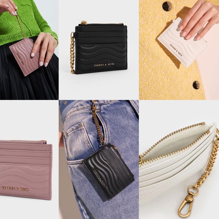 𝕵 CK Aubrielle Stitch-Trim Zip Card Holder ゆ