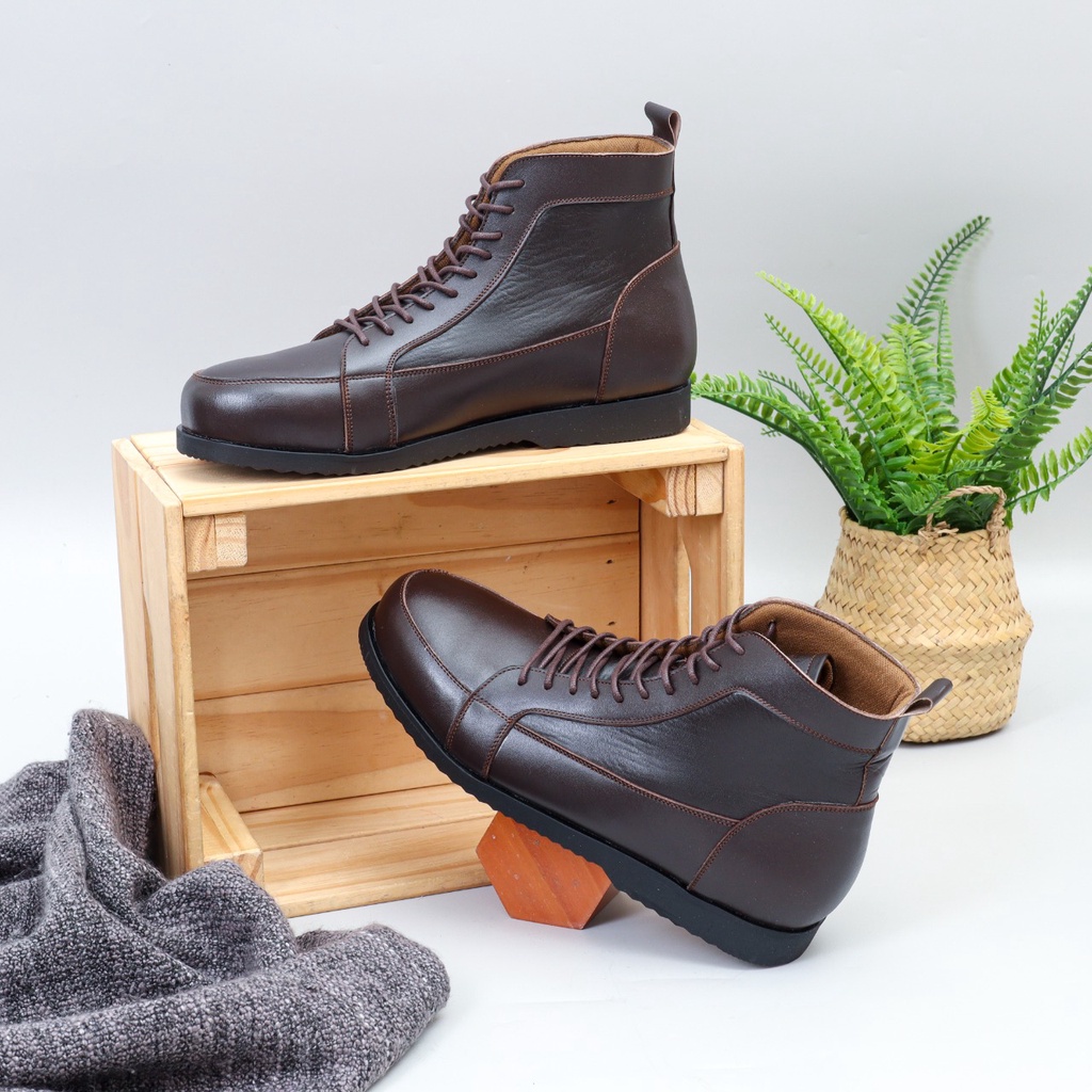 sepatu boot pria keren sepatu boot casual sepatu boot kulit sapi asli sepatu outdoor model Vizaro