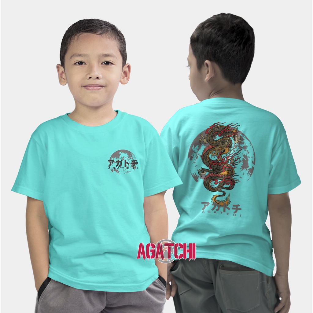 Baju Kaos Atasan Anak Laki-Laki Agatchi Motif Naga Dragon Moon