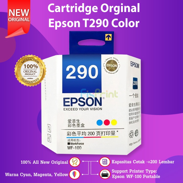 Tinta Epson T289 289 T290 290 Cartridge Printer WF100 Black Color