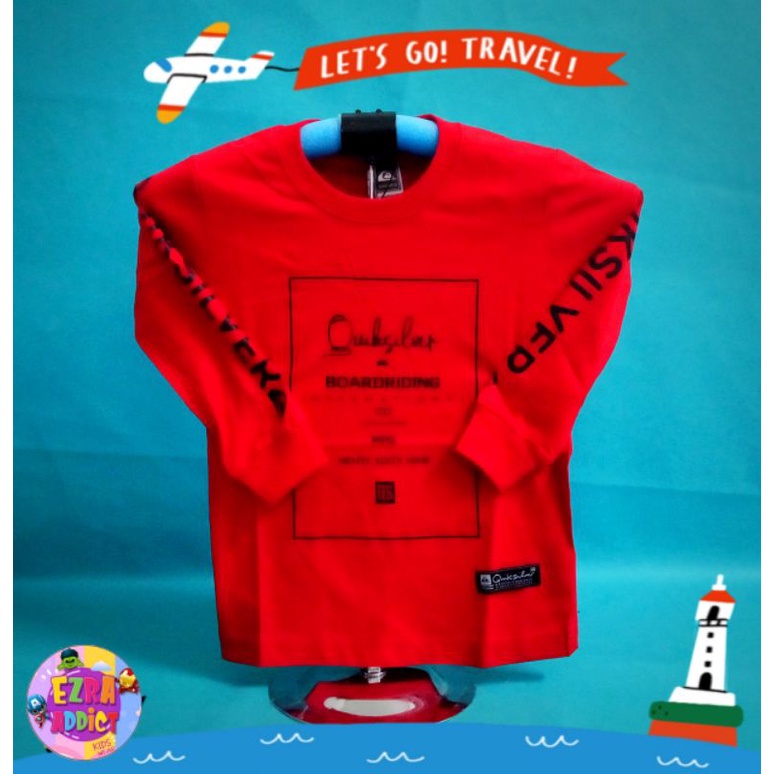 ORIGINAL Surfkids - Umur 1 2 3 4 5 6 7 8 tahun - Baju Distro Anak - Quiksilver Merah - Kaos Distro A