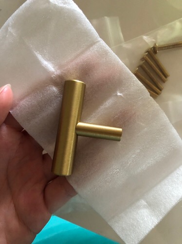 T Bar Handle Knobs Bahan Kuningan Warna Emas Solid Gaya Eropa Untuk Furniture Lemari Dapur