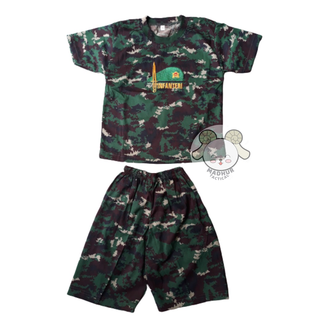 Baju Kaos Loreng Anak NKRI Setelan Kaos Anak Loreng TNI Army