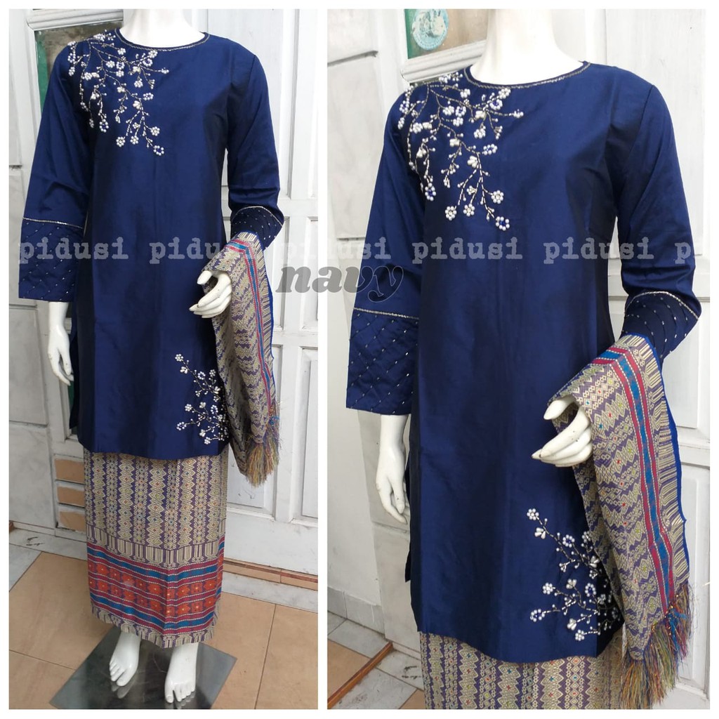 PROMO SET TUNIK TAFFETA PAYET HANDMADE / SET TUNIK TAFFETA DAN ROK SONGKET SELENDANG