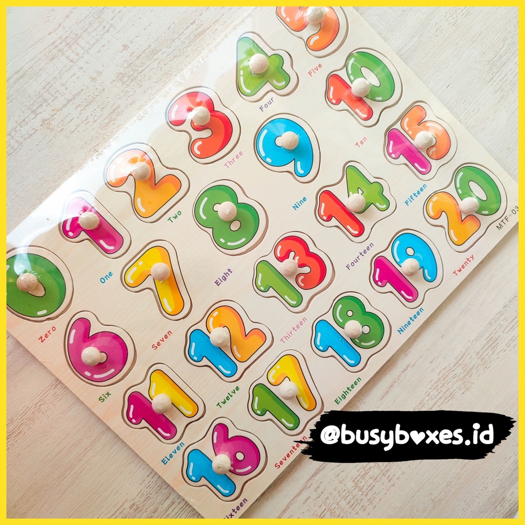 [busyboxes.id] Mainan Edukasi Puzzle Angka 1-20 wooden toys puzzle knob kayu murah