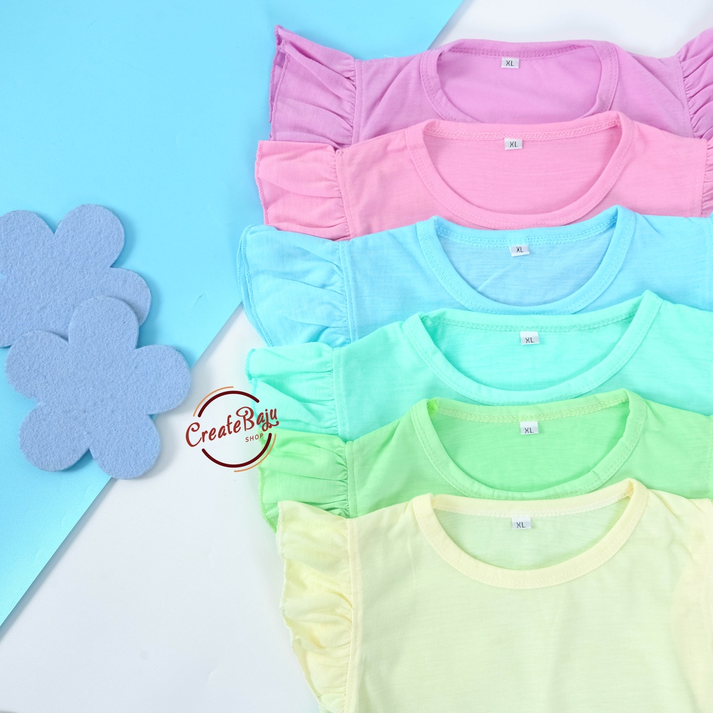 KAOS RUFFLE ANAK CEWEK 1-4 TAHUN RUFFLE TEE POLOS TERMURAH BAJU ATASAN ANAK CEWEK