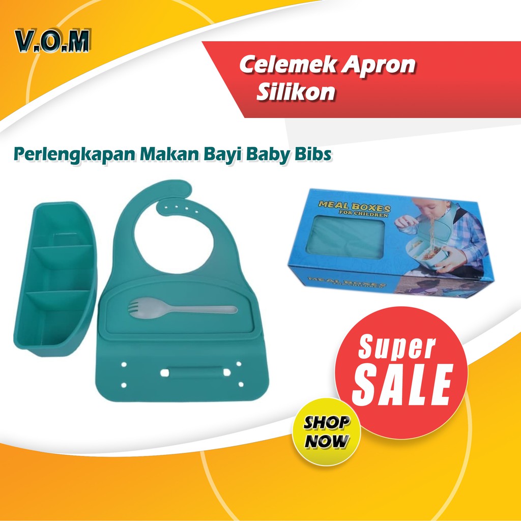 VOM Perlengkapan Makan Bayi Baby Bibs Celemek Apron Silikon 0599