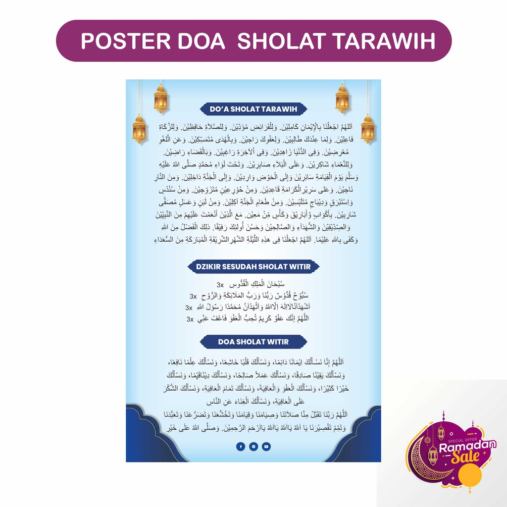 POSTER DOA SHOLAT TARAWIH LENGKAP