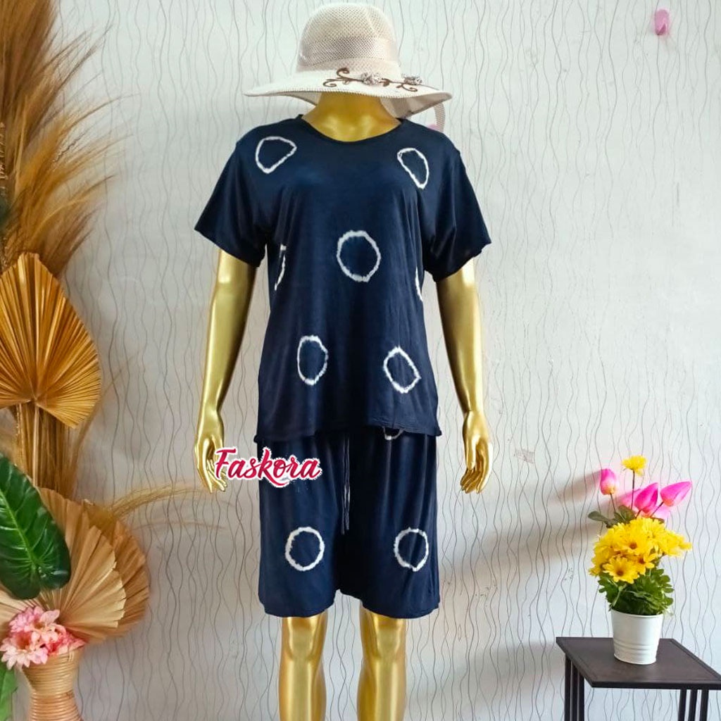 One Set Tie dye Wanita Circle - Setelan Jumbo Kaos Wanita Kekinian - Pajamas Tiedye Set