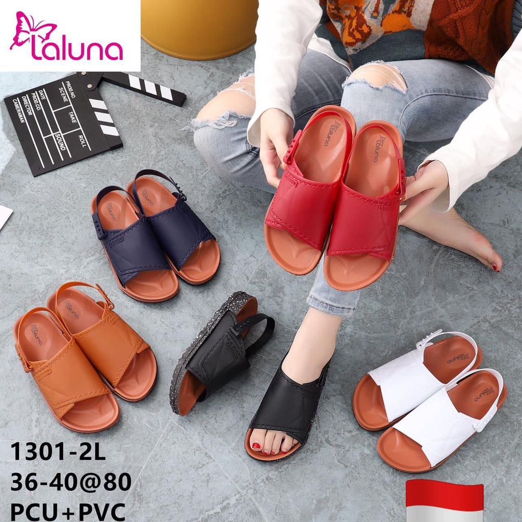 Sandal slop karet semi tali gesper sandal jelly wanita balance