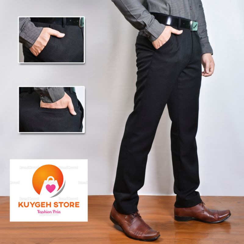 Celana Bahan Dasar Kantor Slimfit Pria Poin Plus Original Ukuran (27- 38) Celana Dasar Formal Celana Panjang Nikah Pria Celana Slim Fit Kantoran Premium Keren Murah Warna Hitam Abu Coklat Dongker