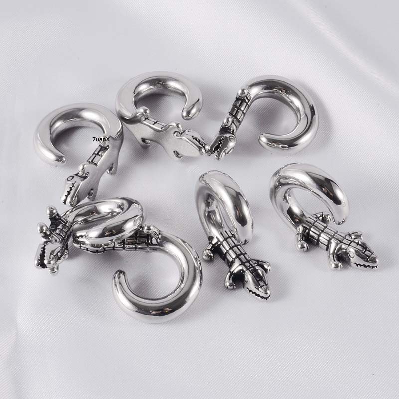 2 Piece Snails Shapes Plug Earrings Lobe Piercing Stainless Steel Silver Color