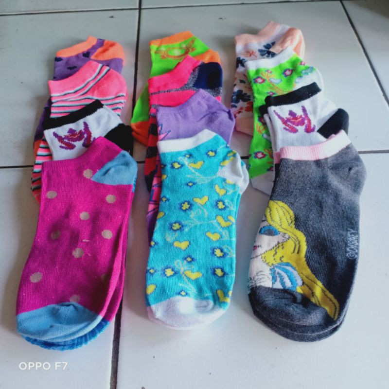 ( 12 pasang)KAOS KAKI PENDEK MOTIF KAOS KAKI MATA KAKI STABILO no kemas