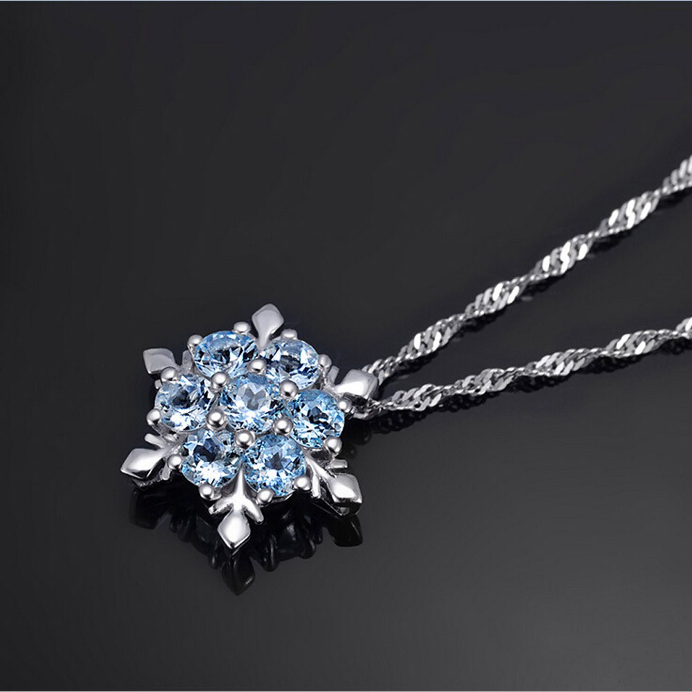 Vintage Necklace Women Snowflake Zircon Silver-plated Pendants Necklaces Jewelry
