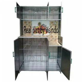 RAK PIRING LEMARI DAPUR KERAMIK ALUMINIUM 3 PINTU | Shopee Indonesia