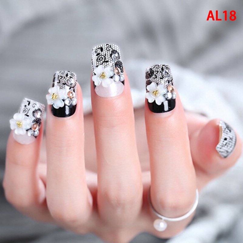 [KUKU PALSU] 24 Pcs KUKU 5D Engraved Nails Sticker Flower Template Decals Tool DIY Manicure Decor Tools