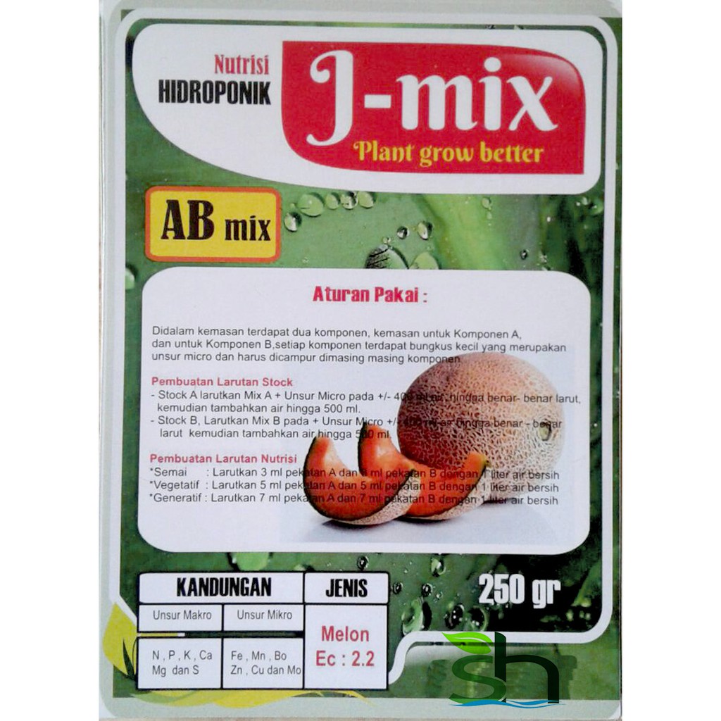 Nutrisi Hidroponik AB Mix MELON J-Mix 250gr Pekatan 500ml