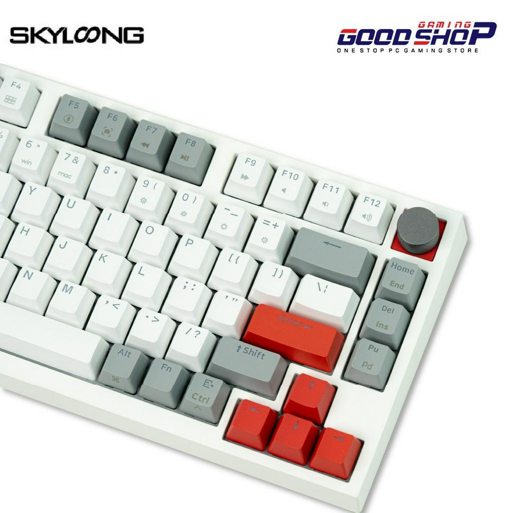 SKYLOONG GK75 HOTSWAP GLACIER OPTICAL GREY WHITE RED PBT