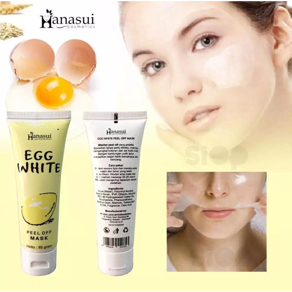 Hanasui Mask Egg White Peel Off - Masker Wajah Hanasui Kosmetik - Masker Telur - 85gr