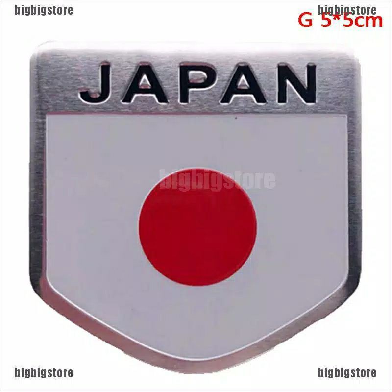 stiker 3D aluminium emblem logo lambang negara bendera jepang italia Inggris dekor mobil motor vespa