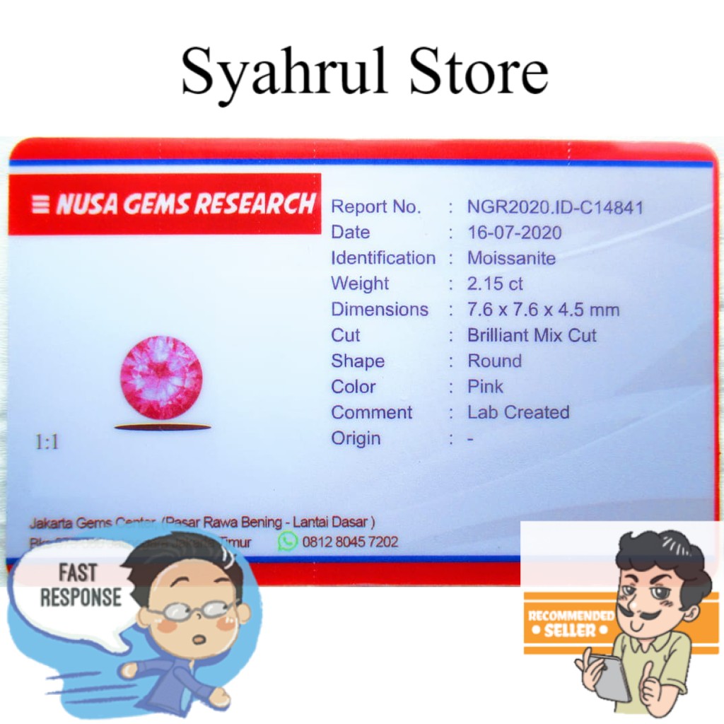 

Pink Moissanite High Quality + Memo NGR