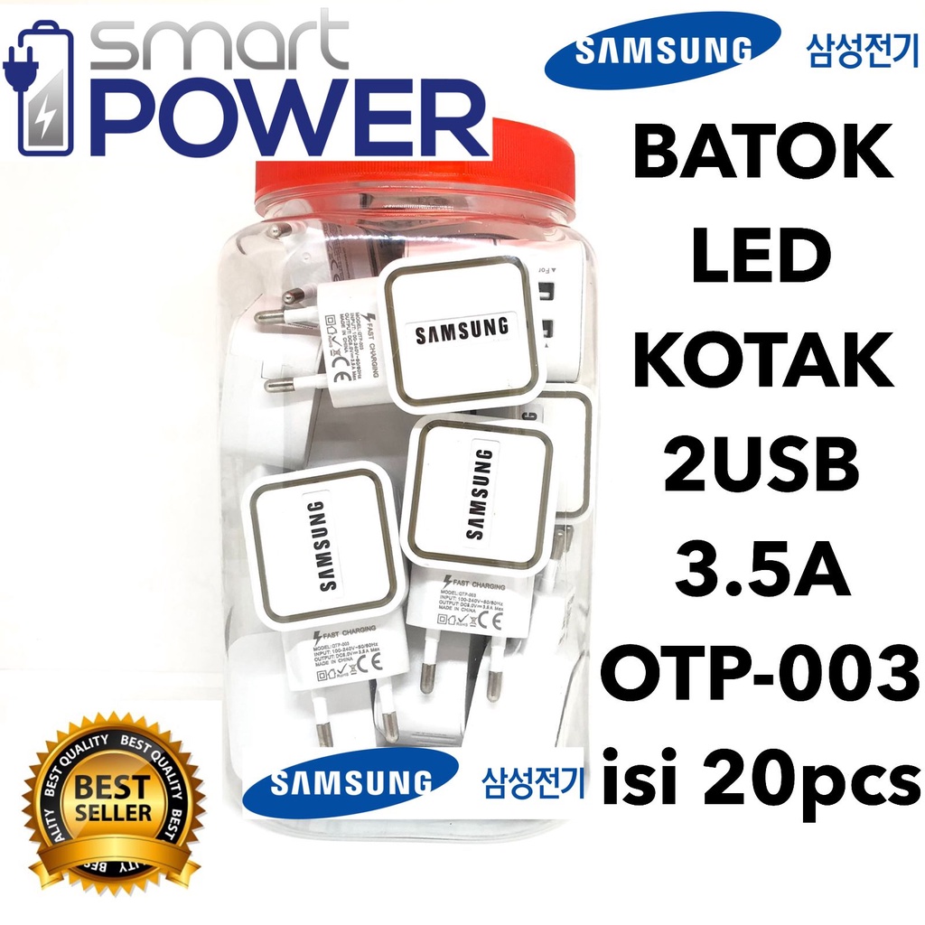 Kepala Charger 2usb 3.5a OTP-003 Quick Fast Charging batok casan adaptor charger samsung 1toples 20pcs