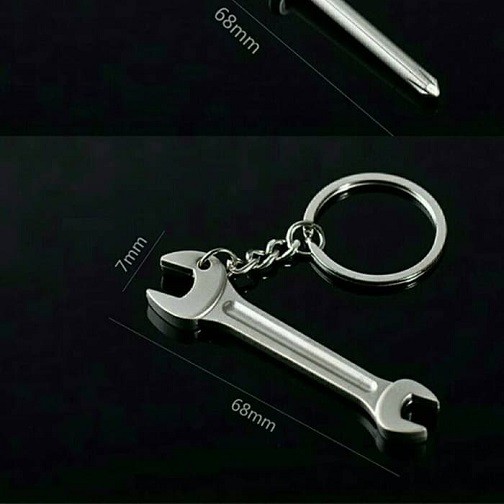 Keychain Gantungan Kunci Bentuk Kunci Pas Alat Tukang Tools Stainless Steel Metal Unik Berkualitas Tahan Karat