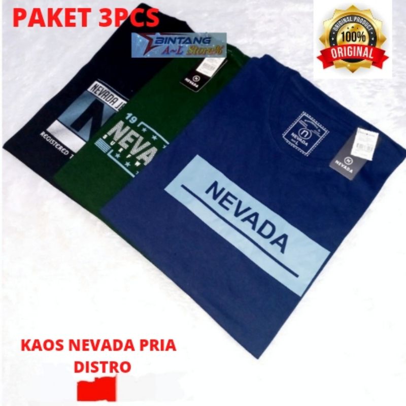 PROMO 3pcs 100k Kaos Nevada original | kaos pria distro keren MOTIF RANDOM ACAK | kaos pria distro Bandung ori | kaos Nevada distro original