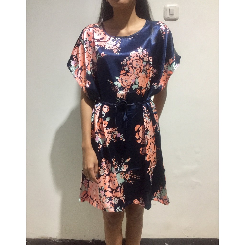 Daster Satin Silk Navy Murah