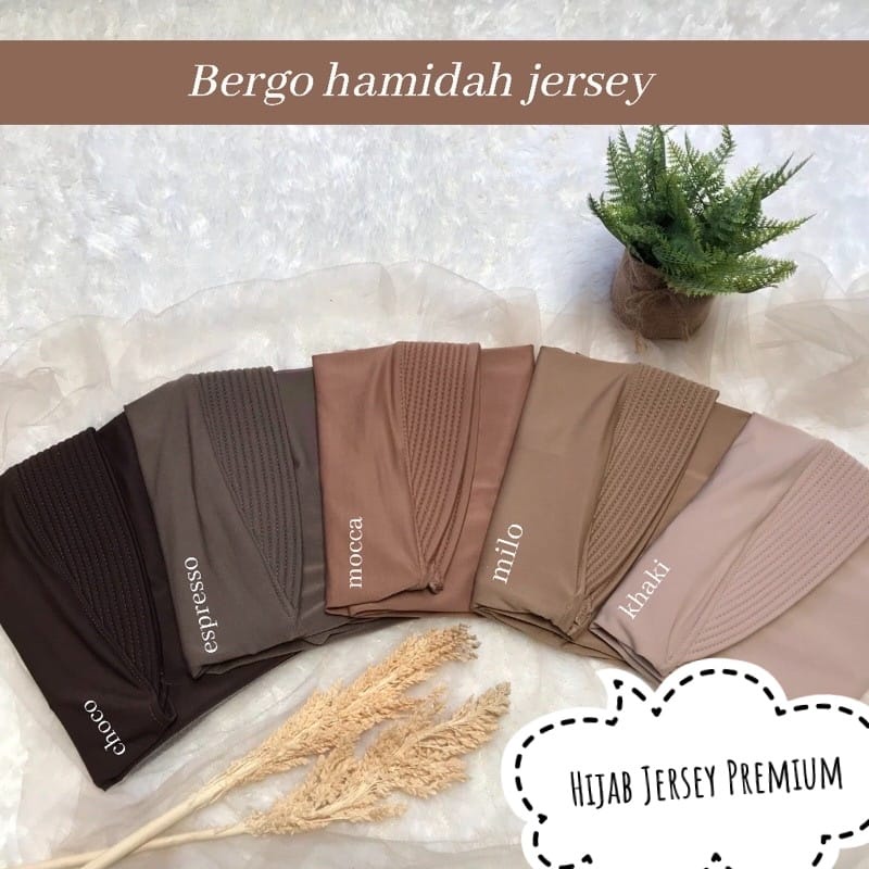 (GROSIR) Jilbab bergo Hamidah Jersey ped jumbo L | Hijab Jersey Ukuran L