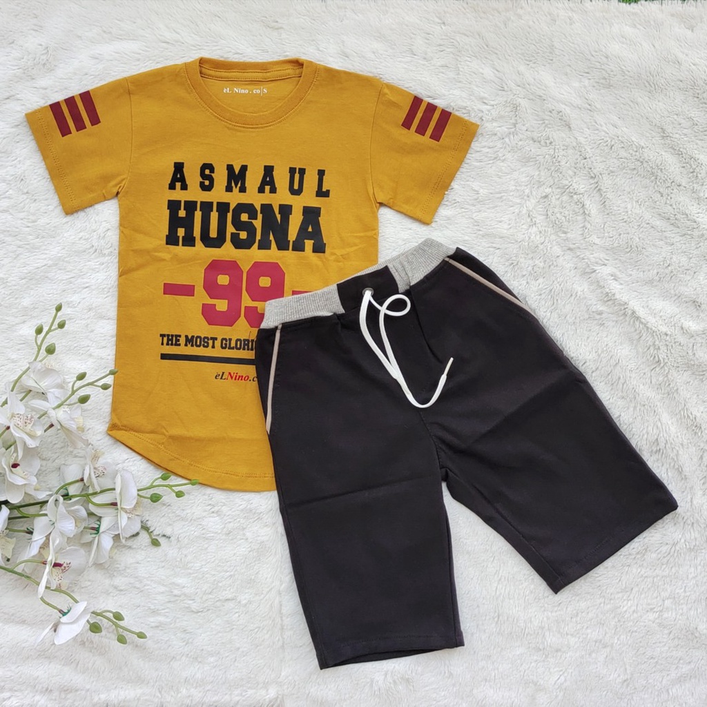 STAR_KIDSSTORE / Kaos Anak Murah / Setelan Baju Anak Laki-Laki / Set Kurta Chino ASMAUL HUSNA
