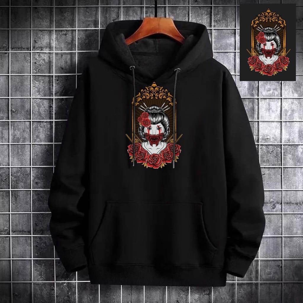 Sweater Jacket Hoodie Distro Toonz Lady Rose Bahan Fleece Tebal